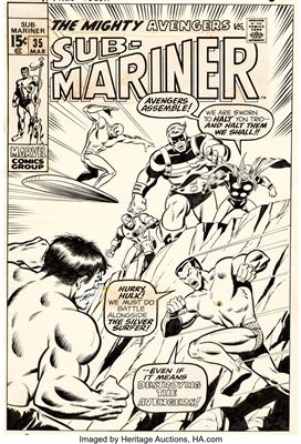 Sub-Mariner #35 Cover Original Art (Marvel, 1971)