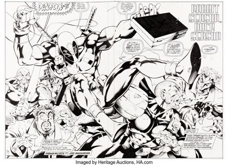 Deadpool: The Circle Chase #2 Double Splash Page 2-3 Original Art (Marvel, 1993)