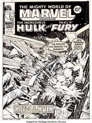 Mighty World of Marvel #294 Cover Hulk Original Art (Marvel UK, 1978)