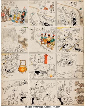 Happy Hooligan Sunday Comic Strip Original Art dated 4-19-03 (W. R. Hearst, 1903)