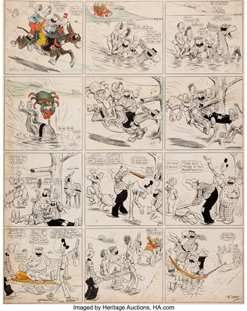 Happy Hooligan Sunday Comic Strip Original Art dated 1-24-04 (W. R. Hearst, 1904)