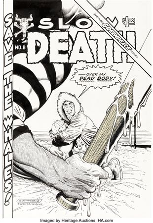 Slow Death #8 Greenpeace Cover Original Art (Last Gasp Publ., 1977)