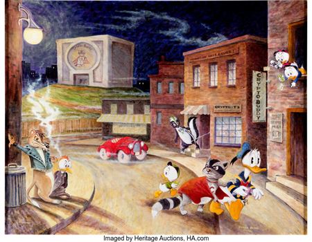 Donald Duck and Crypto Buddy Painting by Patrick Block Original Art (Walt Disney, 2004)