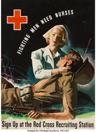 Fighting Men Need Nurses, poster illustration, 1944
