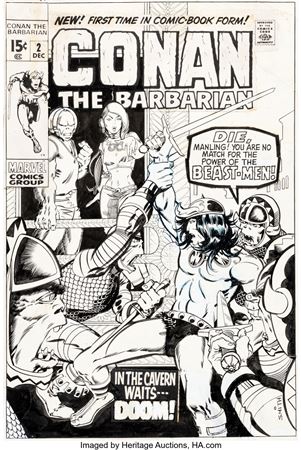 Barry Smith Conan the Barbarian #2 Cover Original Art (Marvel, 1970)