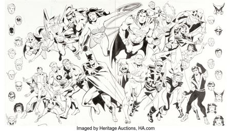 Luke McDonnell and Bill Wray Who's Who: The Definitive Directory of the DC Universe #12 Justice League of America Double Page Spread Illustration Original Art (DC, 1986) by Luke McDonnell - Auction record, sale price, and art valuation. Compare with similar artists and explore comparable artworks.