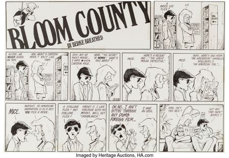 Berke Breathed Bloom County Sunday Comic Strip Original Art dated 1-4-87 (Washington Post Writers' Group, 1987) by Berke Breathed - Auction record, sale price, and art valuation. Compare with similar artists and explore comparable artworks.