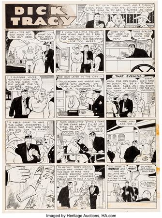 Chester Gould Dick Tracy Sunday Comic Strip Original Art dated 7-14-40 (Chicago Tribune Syndicate, 1940)