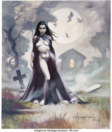 Mike Hoffman Odyssey: The Art and Works of Mike Hoffman "Vampire Girl" Painting Original Art (Basement/Amryl, 2006)