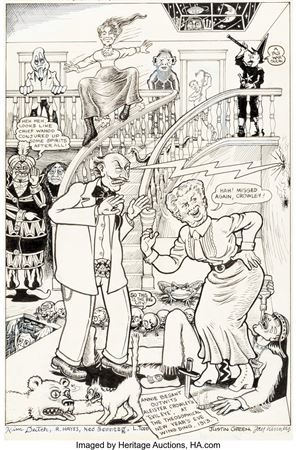 Kim Deitch, Justin Green, Rory Hayes, et al. Occult Laff-Parade #1 Complete 1-Page Story "Great Moments in Occultism" Original Art (The Print Mint, 1973)