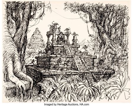 The Jungle Book King Louie's Castle Concept Drawing
