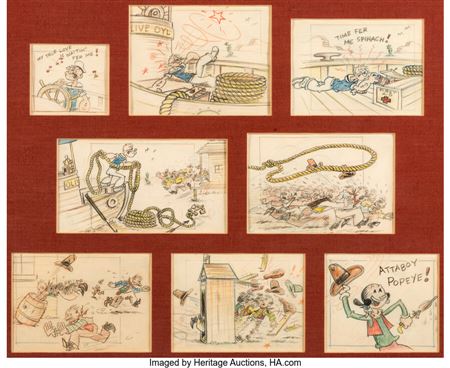 Popeye the Sailor Storyboard Original Art Sequence of 8