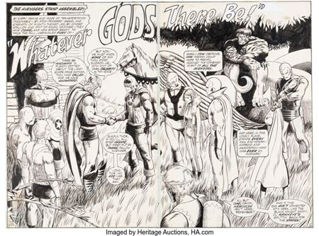 Avengers #100 Double Splash Page 5-6 Original Art (Marvel, 1972)