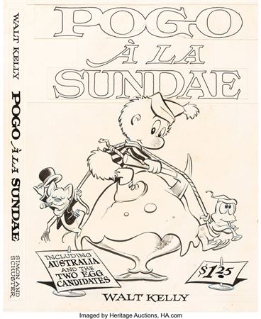 Pogo à la Sundae Cover and Spine Original Art (Simon & Schuster, 1961)