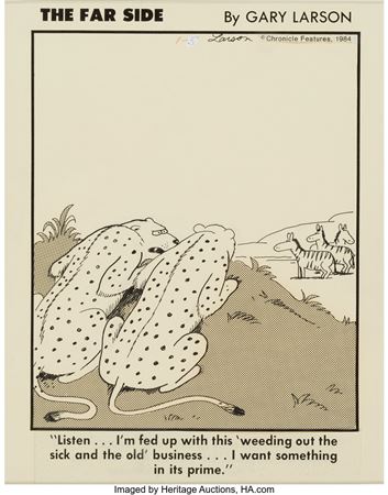 The Far Side Daily Comic Strip Original Art 1-5-84 (Chronicle Features, 1984) by Gary Larson - Auction record, sale price, and art valuation. Compare with similar artists and explore comparable artworks.