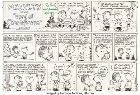 Peanuts Sunday Comic Strip Charlie Brown and Linus Christmas Original Art dated 12-18-66 (United Feature Syndicate, 1966)