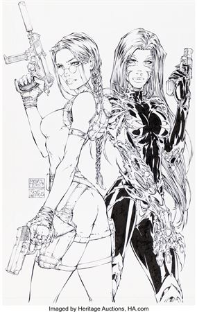 Tomb Raider / Witchblade #1 Cover Original Art (Top Cow, 1997)