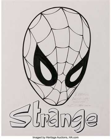 Strange Spider-Man Head Transfert #100 Illustration Originale (Lug, 1978)