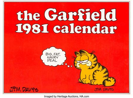 Jim Davis The Garfield 1981 Calendar Illustration Original Art Group of Group of 13 (Ballantine Books, 1980)