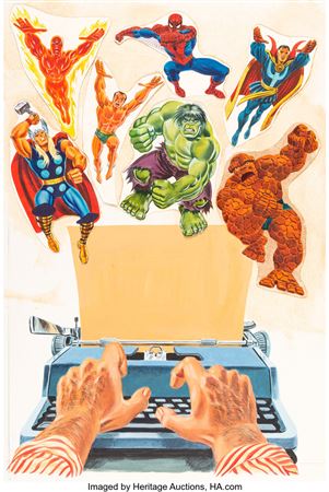 Origins of Marvel Comics Cover Original Art (Simon & Schuster, 1974)