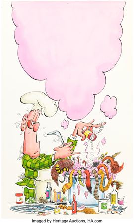 MAD's Don Martin Cooks Up More Tales Paperback Cover Painting Original Art (Signet, 1969)