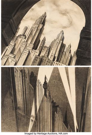 The Bulleteers Metropolis Layout Drawing Group of 2