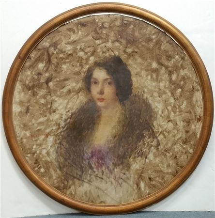 Large Round Tondo Portrait of Madame d'Escars