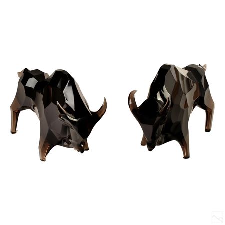 Mid Century Modern bulls with faceted finish
