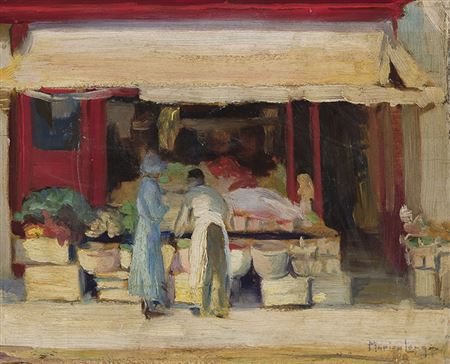 Sample artwork by Marion Long (1882 - 1970), known for portrait, still life, figure, interiors, urban street scenes and genre painting - View similar artists and auction records