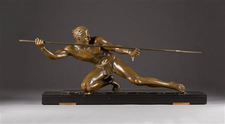 Large Art Deco figure: Warrior with spear