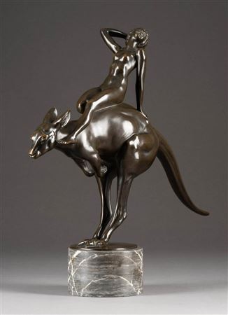Female nude on a kangaroo by Otto Pilz - Auction record, sale price, and art valuation. Compare with similar artists and explore comparable artworks.