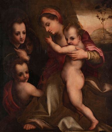 VIERGE ET ENFANT, JEAN-BAPTISTE ET ANGES