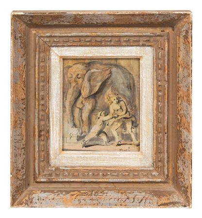 Untitled (Circus Performer with Monkey and Elephant)