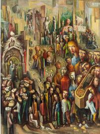 Sample artwork by Mitchell Siporin (1910 - 1976), known for mod figure, surreal genre and non objective painting - View similar artists and auction records