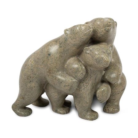 Soapstone Sculpture, Polar Bear Family