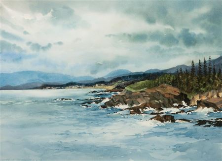 Two Works: Misty Mountain, 1980; Harbor Scene, 1980; Rocky Shoreline, 1978