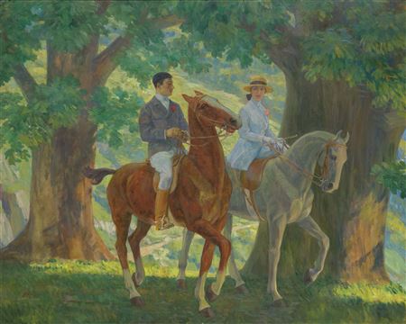 La promenade, couple of horsemen in the undergrowth by Henri Zo - Auction record, sale price, and art valuation. Compare with similar artists and explore comparable artworks.