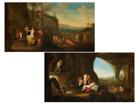 DIE RUHENDE DIANA MIT IHREN BADENDEN NYMPHEN sowie VENUS, AMOR, CERES UND BACCHUS