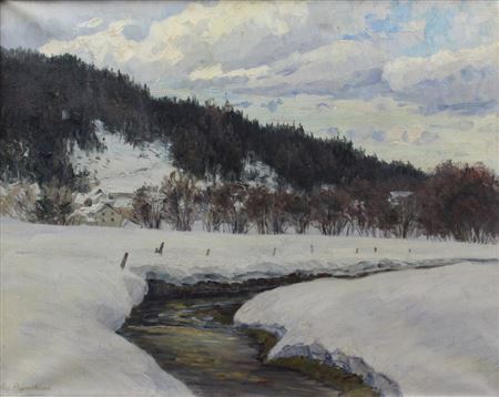 Stream in the snowy low mountain range