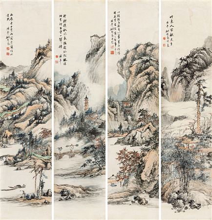 Ancient Landscape (4 screens) by Zhongbao Yao - Auction record, sale price, and art valuation. Compare with similar artists and explore comparable artworks.
