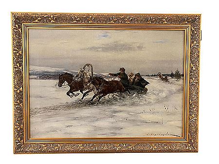 Troika ride in the snow