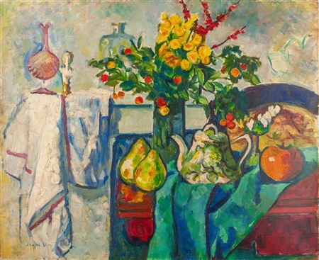 Still life with apple and pears by Jean Dreyfus-Stern - Auction record, sale price, and art valuation. Compare with similar artists and explore comparable artworks.