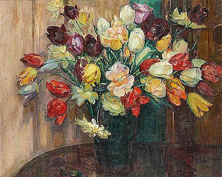 Bouquet de tulipes. by Hubert Glansdorff - Auction record, sale price, and art valuation. Compare with similar artists and explore comparable artworks.
