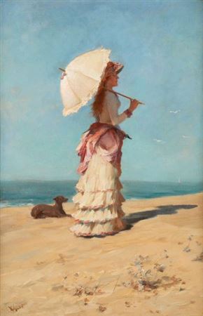 Élégante à l’ombrelle blanche