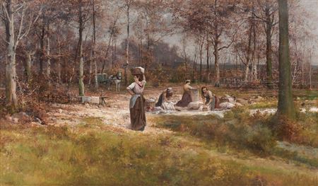 Washerwomen by the river.