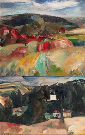 Hilly landscapes(2) by Henri Descamps - Auction record, sale price, and art valuation. Compare with similar artists and explore comparable artworks.