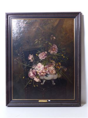 "The basket of flowers on a chair" by Jules Ragot - Auction record, sale price, and art valuation. Compare with similar artists and explore comparable artworks.