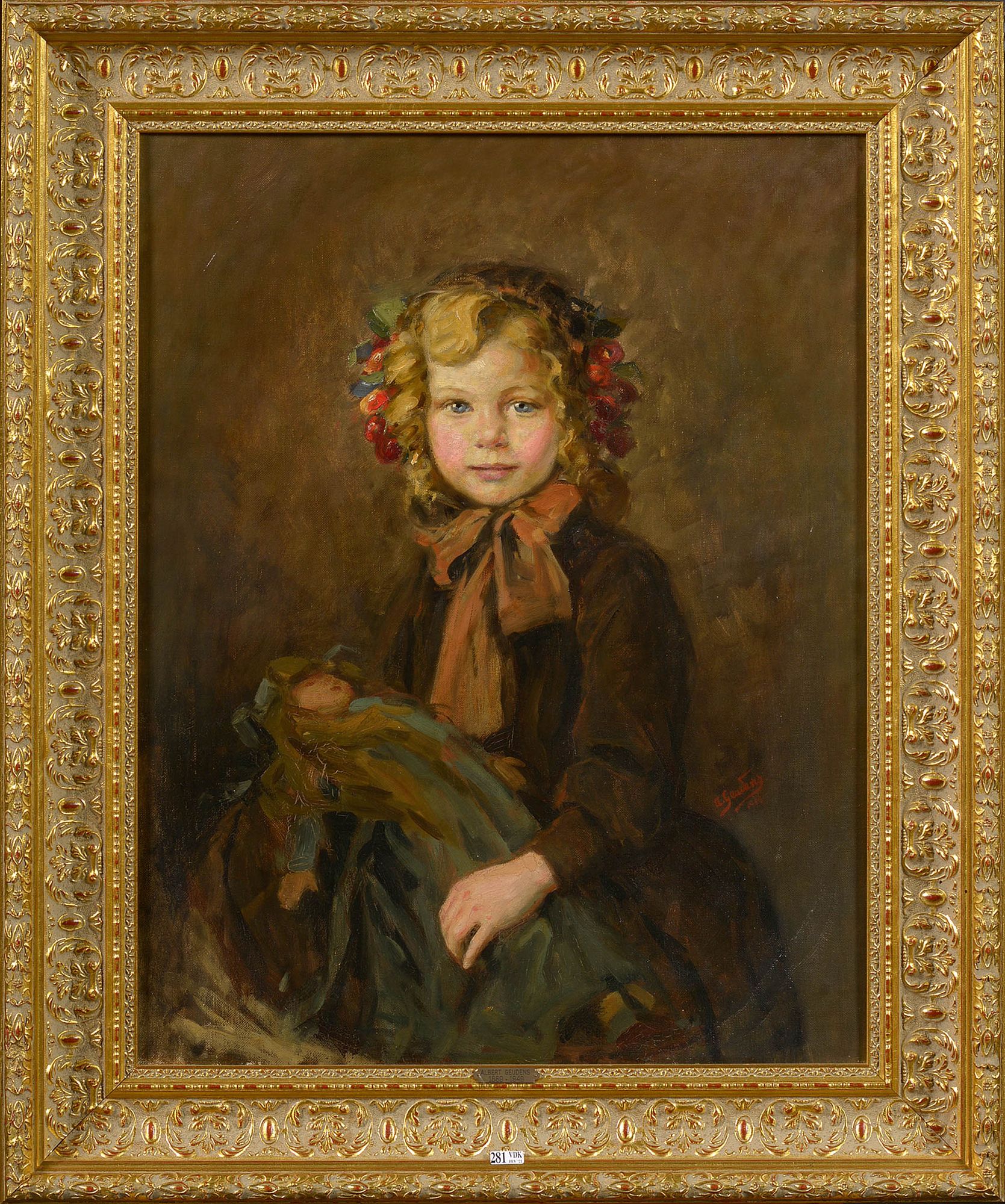 Portrait of a girl with a doll by Albert Geudens - Auction record, sale price, and art valuation. Compare with similar artists and explore comparable artworks.