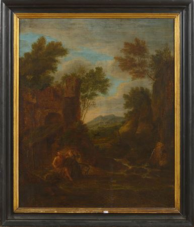 "Saint Anthony and Saint Paul on a landscape background"