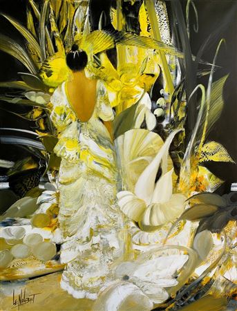 Serenity of an evening, Flowers in roundness and Night with yellow flowers